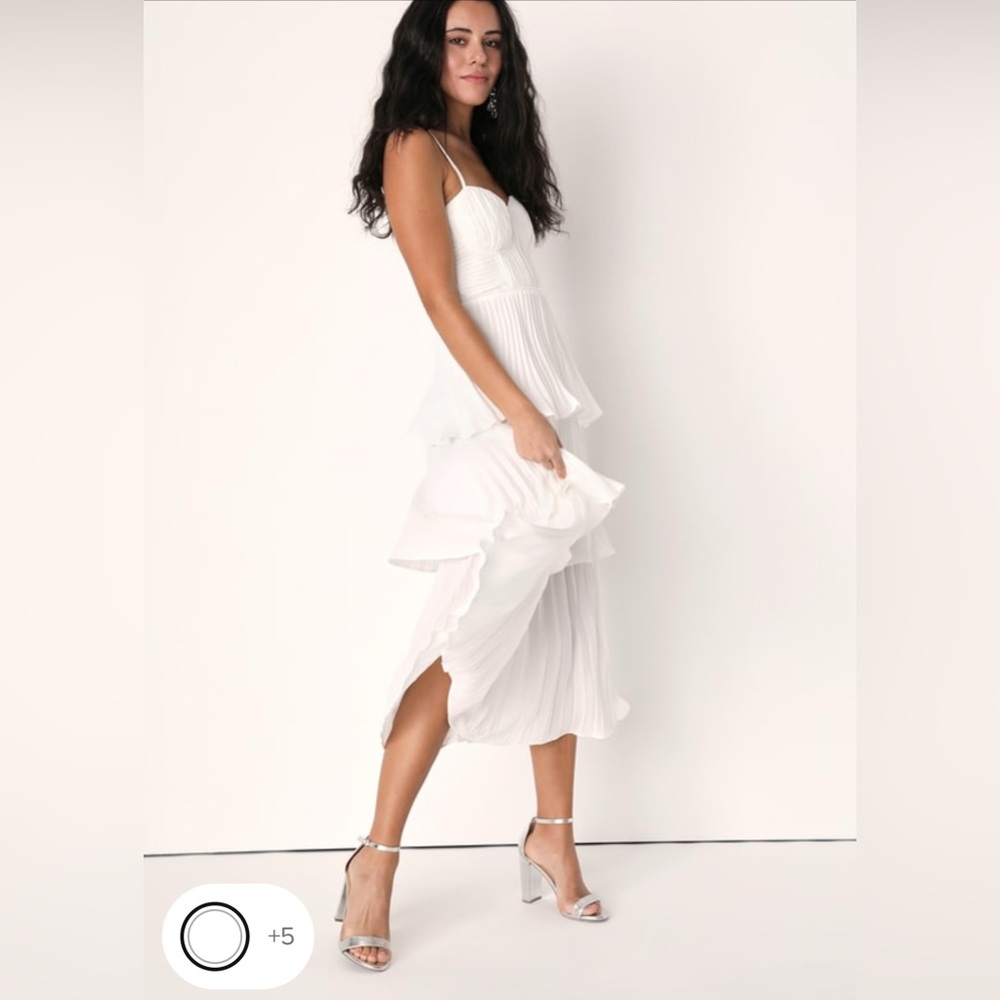 Tier white midi dress